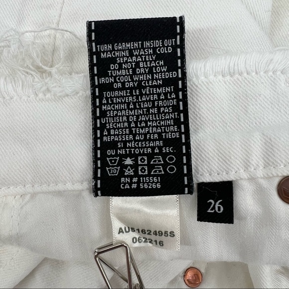 7 For All Mankind White Cut Off Distressed Denim Jean Shorts Size 26 Women’s - Picture 9 of 9